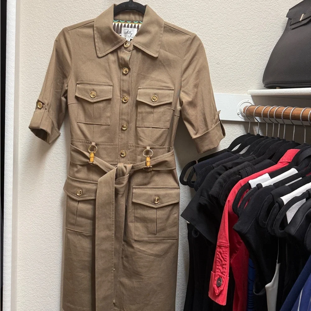 Milly Brown Utility Belted Dress - Picture 3 of 6